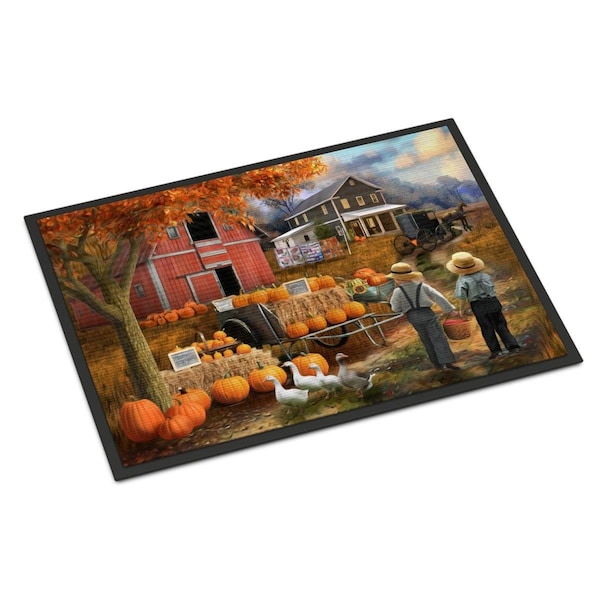 Jensendistributionservices 18 x 27 in. Fall Amish Pumpkin Stand Indoor or Outdoor Mat MI2553437 - main
